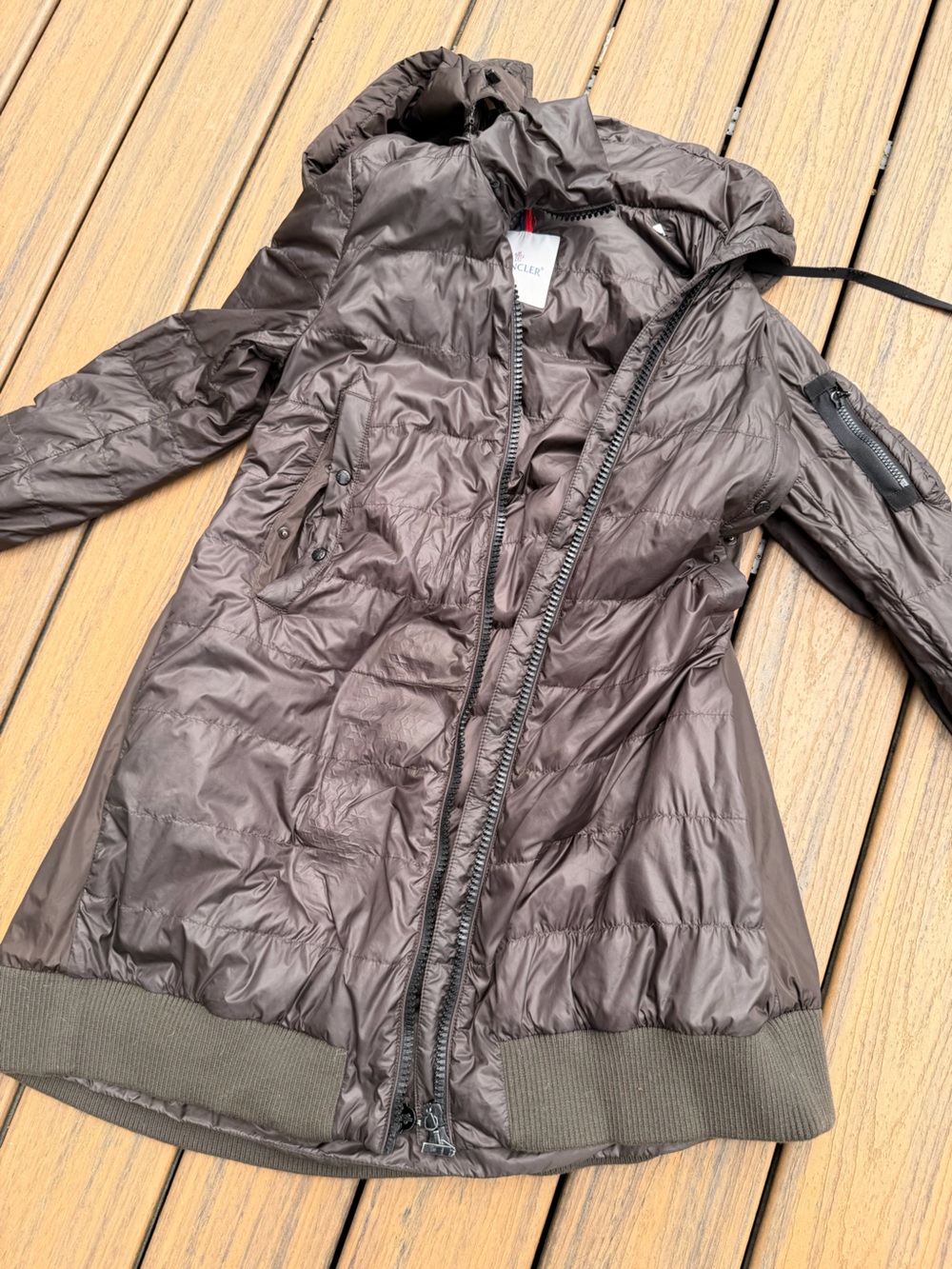 Moncler Brown Quilted Hooded Puffer Coat
